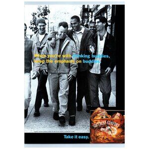 1994 Southern Comfort Whiskey Vintage Print Ad Men Buddies City Street Wall Art